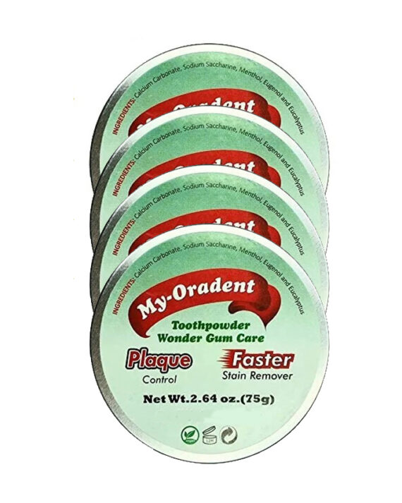 4 Units MyOradent Tooth Powder Regular Aluminum Boxes